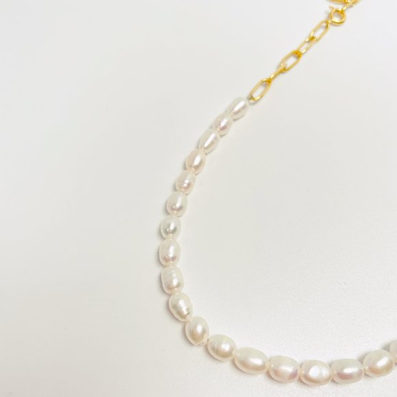 Fresh Water Natural Baroque Pearls 18K Real Gold Plated Paperclip Necklace - Picture 4 of 9